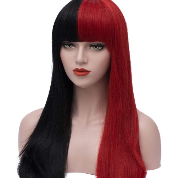 ✖️Lana Red & Black split dye Cosplay Straight Wig display picture 1